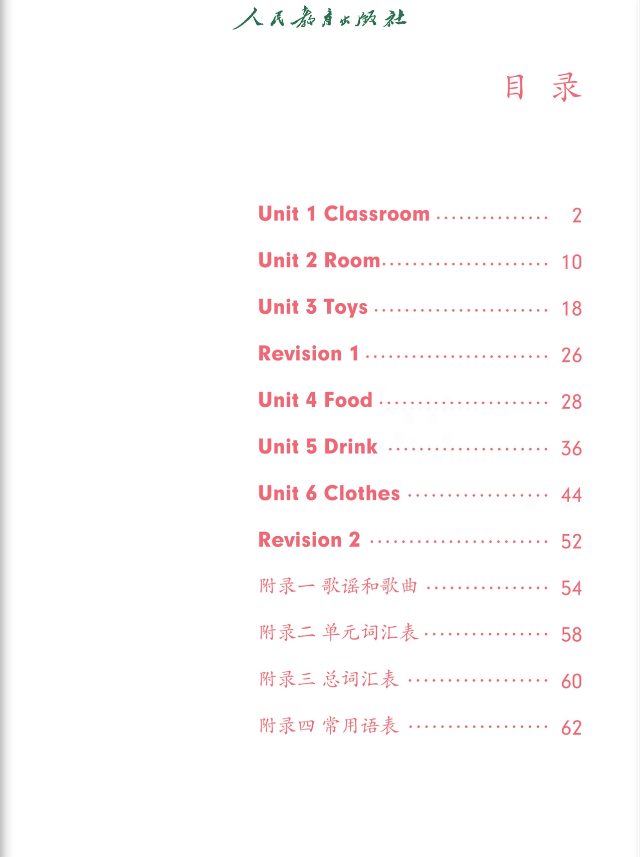 小学英语一年级下册（人教版一年级起点）