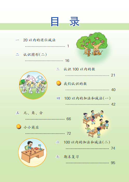 小学一年级下册苏教版《数学》电子教材