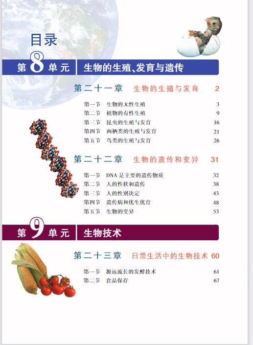 苏教版八年级下册生物电子课本