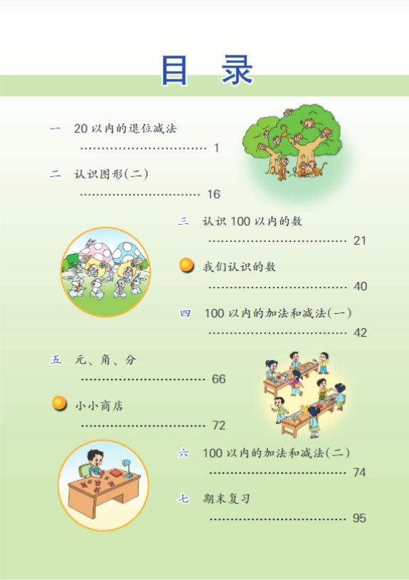 最新苏教版一年级数学下册电子课本