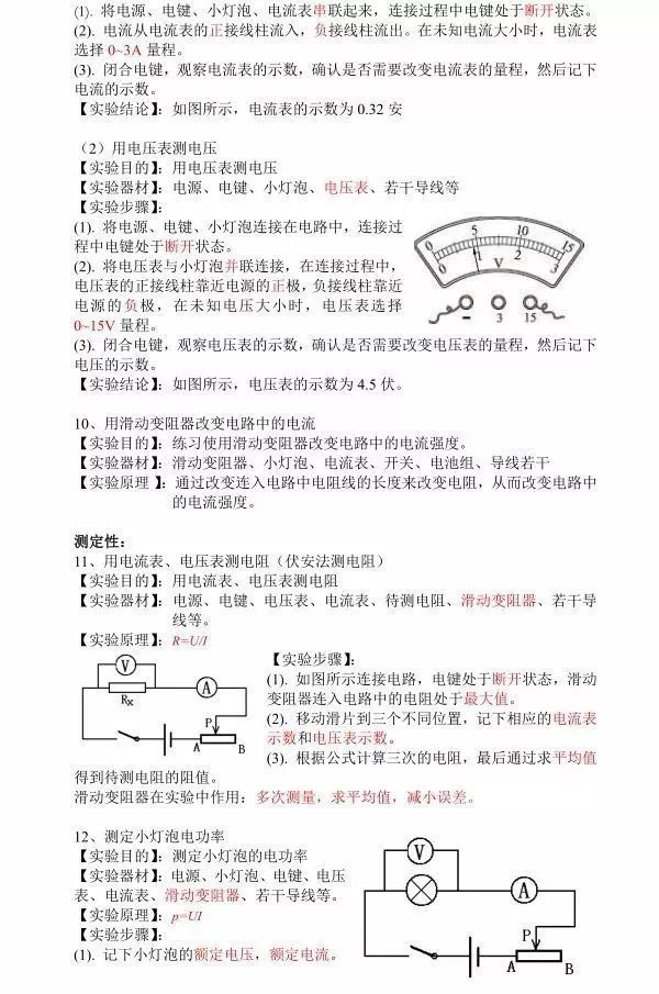 初中物理必会实验方法与初中物理必考的15个实验