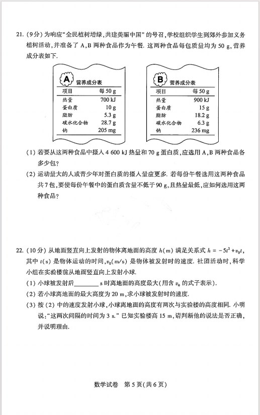 2024年河南省中考数学试题含答案