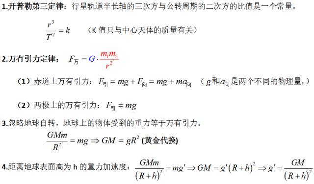 高中物理必修二知识点总结(万有引力)