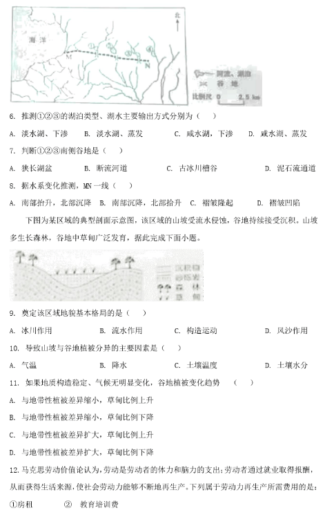 2023年高考全国甲卷文综试题